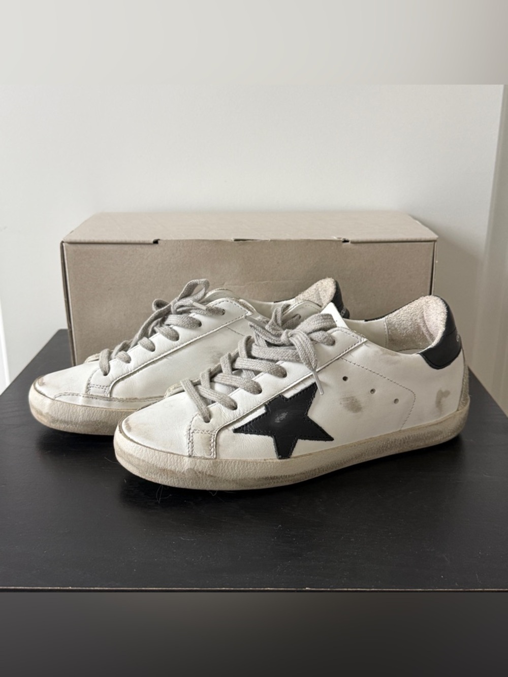 Golden Goose White Sneakers with Black Star